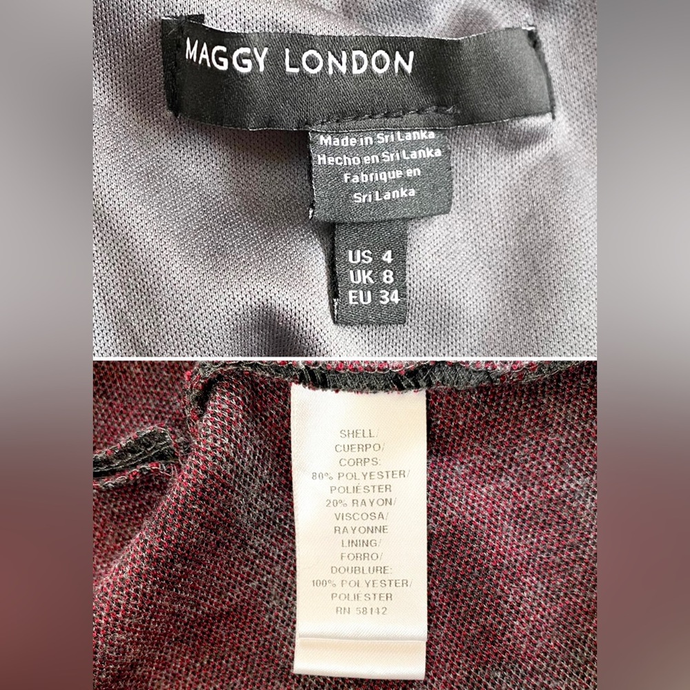 Maggy London Dress Womens size 4 Gray Plaid Sleeveless Fit & Flare Office Party - Picture 7 of 8